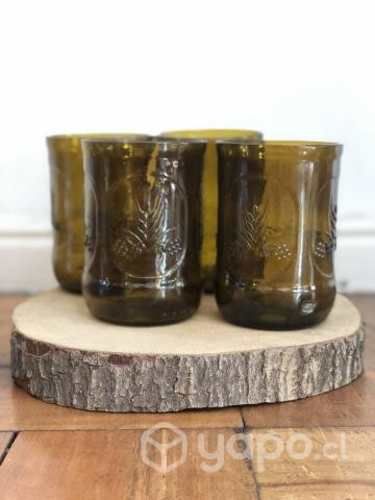Set 4 vasos de cerveza Greenglass vintage