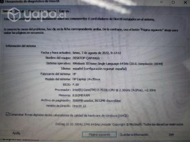 Notebook HP i3 séptima generación Intel optane16gb