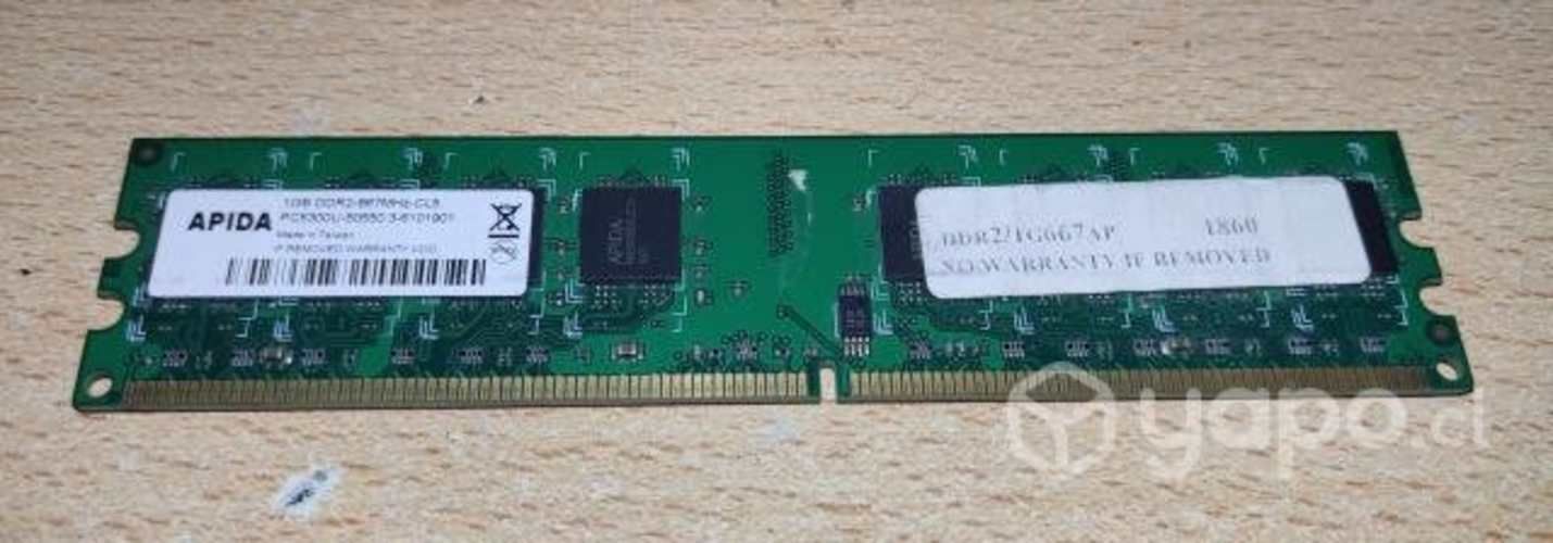 Memoria Ram PC DDR2 1GB 533 & 667 Kingston 1GB Bu