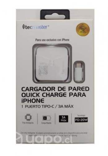 Cargador de pared para iphone quick charge tipo c