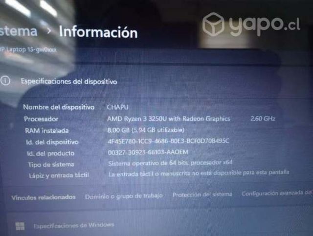 Notebook HP laktop 15-gw0xxx