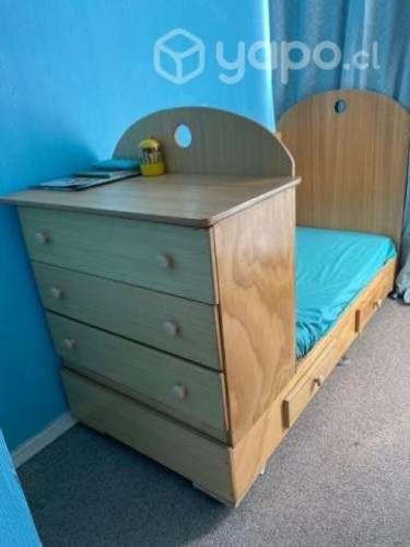 Cuna-cama de transición con cajonera