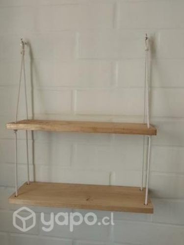 Decorativa repisa colgante madera y cordon