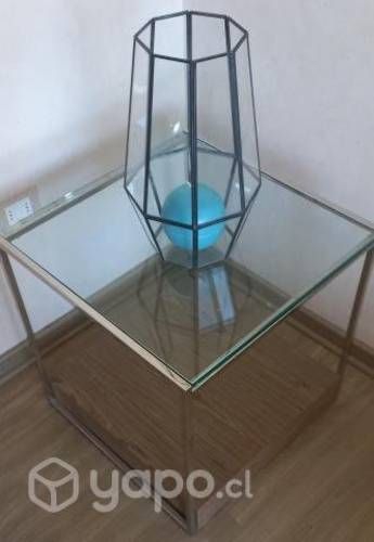 Mesa lateral living superf. vidrio/laterales metal