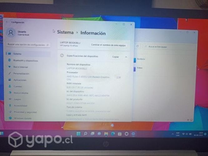 Notebook HP ryzen 4500u 6 nucleos y 6 hilos