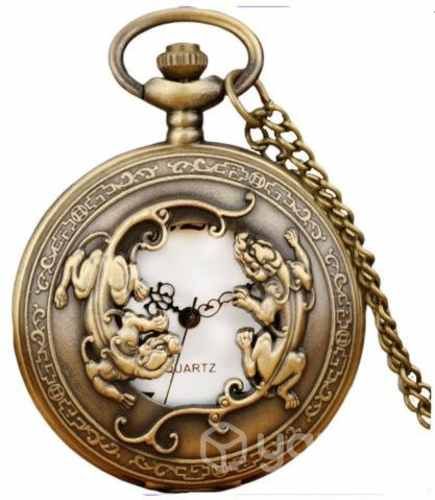 Reloj Bolsillo Doble Dragon Estilo Antiguo am57