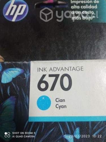 Tinta hp 670 cyan original