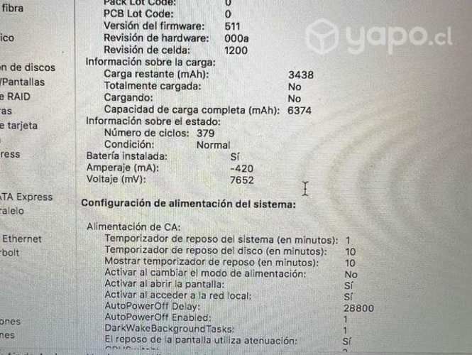 Mac air Os Sierra 1,6 y 8 ram