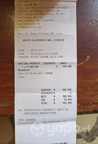 IPad 10.2 de 128gb Octava Generación uso adulto