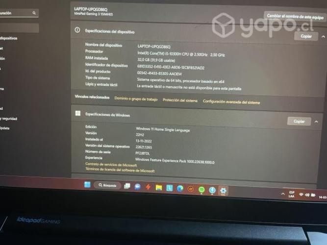 Notebook lenovo gaming ideapad3