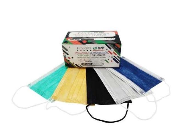 Mascarilla 3 pliegues niño, 3 cajas x 50ud c/u