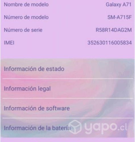 Samsung a71 64gb usado