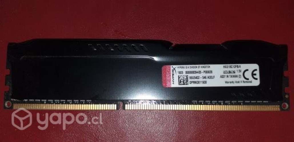 Memoria RAM DDR3, 1x8GB, 2x4GB HyperX Fury HX318C1