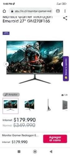 Pc gamer gama media sin gráfica + monitor redragon