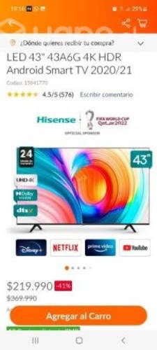 Vendo televisor hisense 43 Android