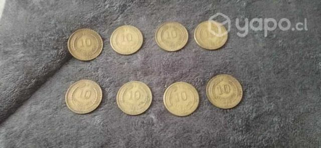 7 monedas antiguas de Chile de los años 1966