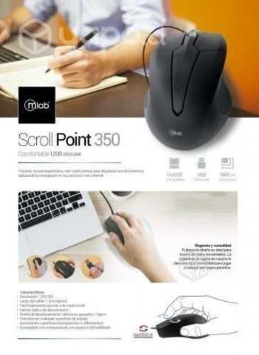 Mouse USB Scroll Point 350 Ergonómico 1200 DPI