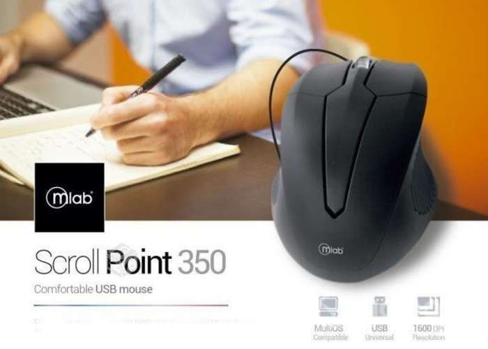 Mouse USB Scroll Point 350 Ergonómico 1200 DPI