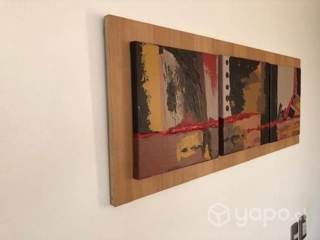 Cuadros sobre tabla de madera en colores tierra