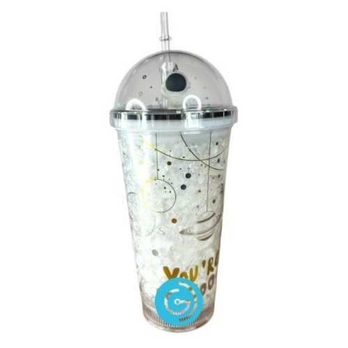 Vaso Blanco Con Luz Estrellas Diseño Astronautag