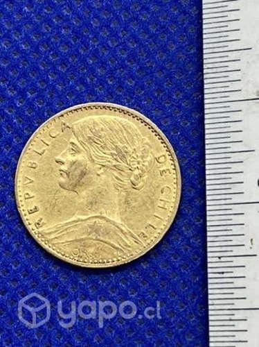 Moneda Oro Antigua Chile 5 Cinco Pesos 1898 21 kil
