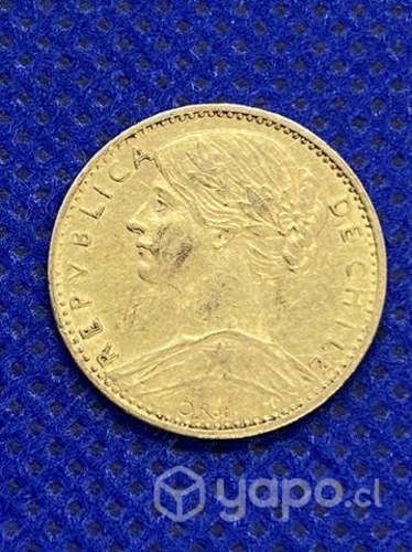 Moneda Oro Antigua Chile 5 Cinco Pesos 1898 21 kil