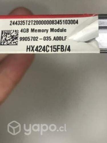 Memoria Ram DDR4 4GB 2400MHzHyperX FURY