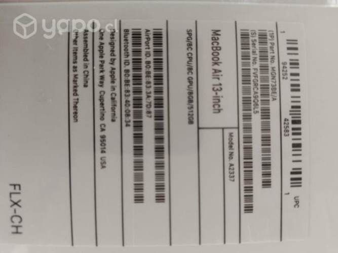 MacBook Air M1 512 ram 8g ram 2022