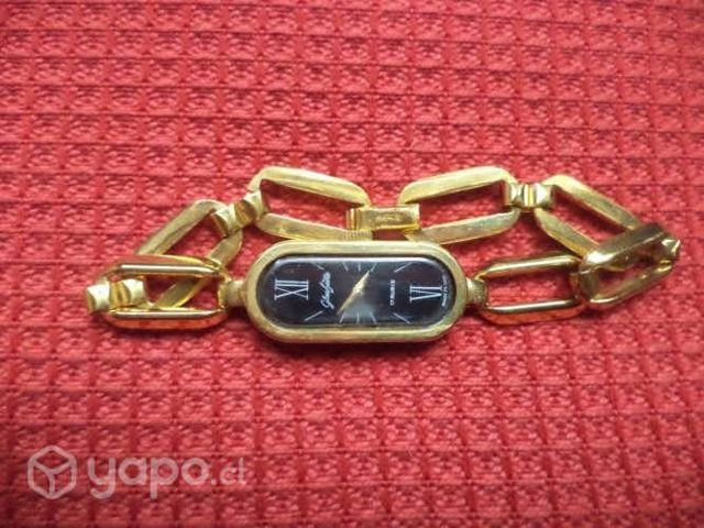 Fino reloj enchape oro, cadena GLASHUTE impec