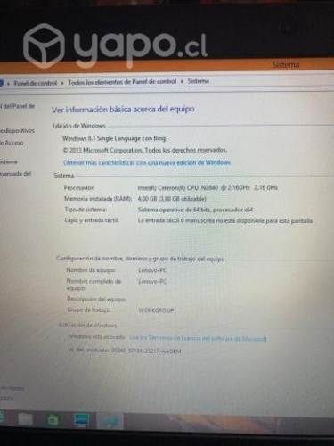 Notebook Lenovo ideapad 100-14IBY 4GB