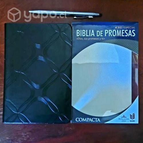 Biblia Compacta Promesas, piel especial negra