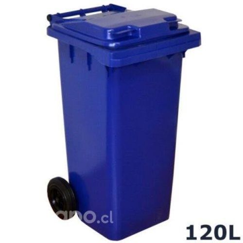 Basurero Azul 120L 2 Ruedas y Pedal Later
