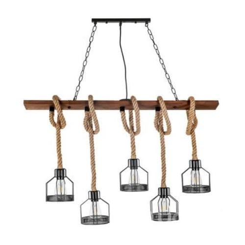 Lámpara cáñamo rustica 5 soquetes e27