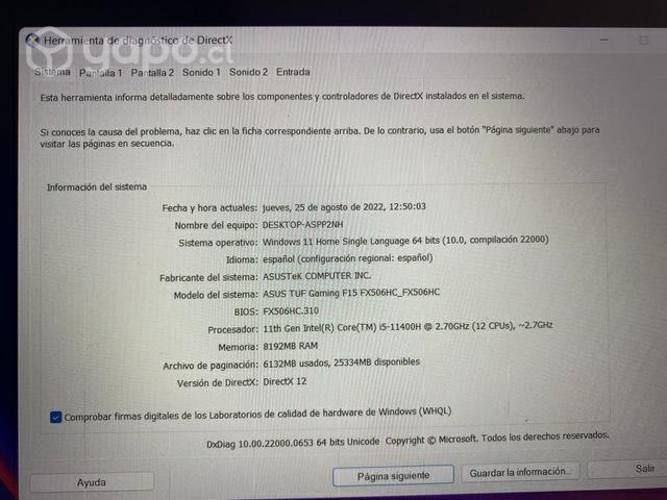 Laptop ASUS TUF GAMING 11 Generación