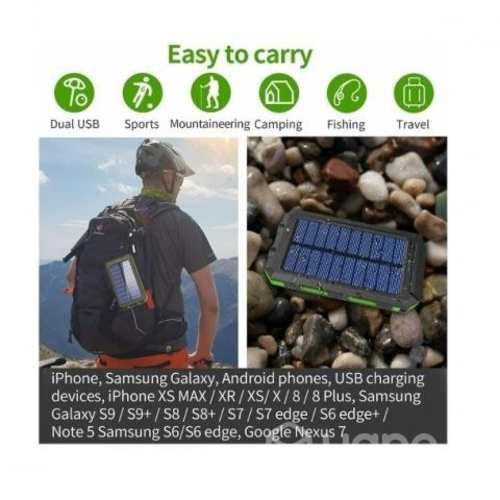 Bateria Portatil Externa 20.000 Mah 2 Usb Solar