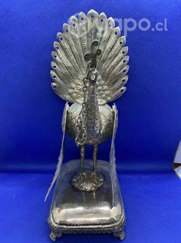 Antiguo mate Plata sólida Pava ojitos Rubí a Mano