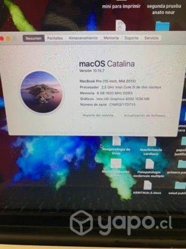 Macbook Pro 2012 8gb Ram Y 256 Gb Ssd