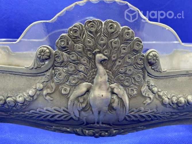 Antiguo centro de mesa plaque y cristal c 1900