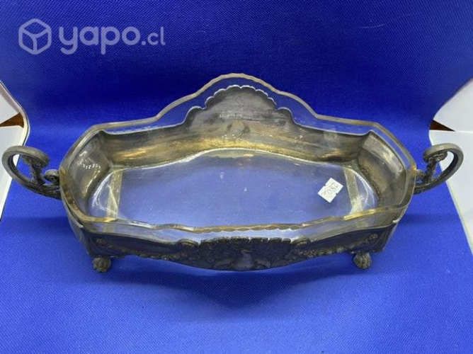 Antiguo centro de mesa plaque y cristal c 1900