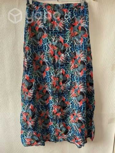 Falda larga azul/rosa Talla S