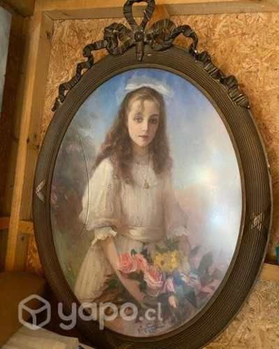 Antiguo gran cuadro Plaza Ferrand pintura chilena