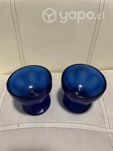 Copas de Cristal Azul Antiguas Marca KIC Indonesia