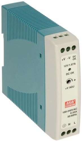 Fuente de Poder 12V 1.67A 20W para Montaje a Riel