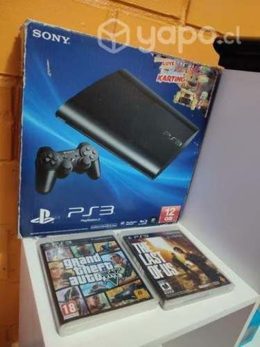 Play 3 Slim en caja + juegos