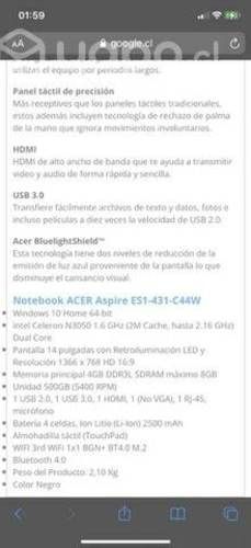 Notebook Acer Aspire ES1-431-C44W