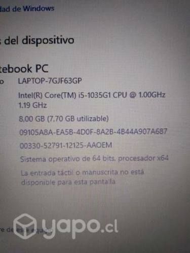 Notebook HP/ i5 10Th Gen / 8GB RAM/ 256GB SSD