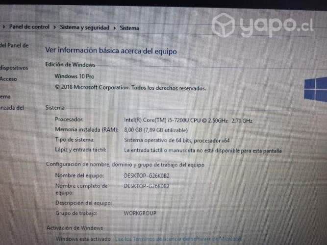 Notebook Hp 240G6, 8GB y 480GB SSD