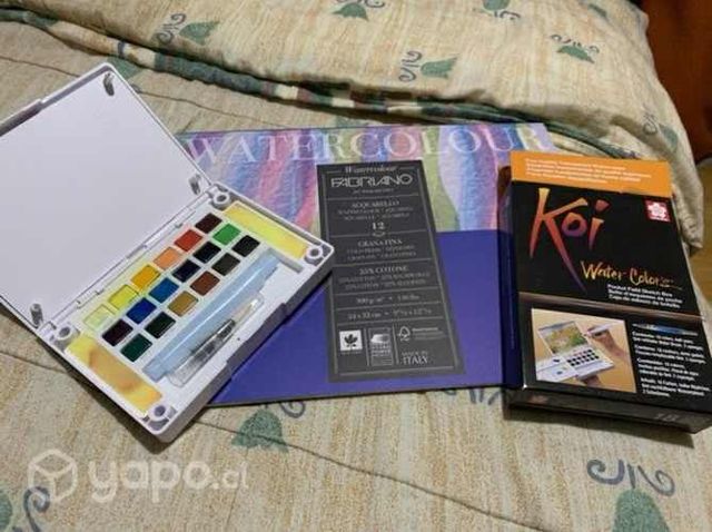 Pintura acuarela + block con 5 hojas