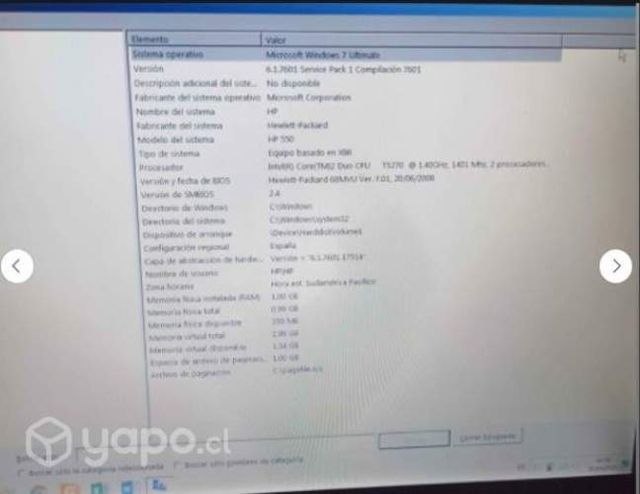 Hp modelo 550 notebook intel core 2 duo