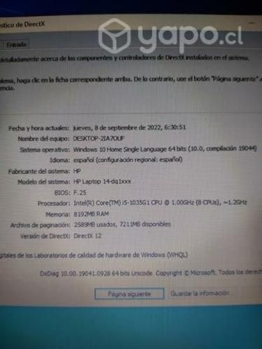 Notebook HP / i5 10th Gen/ 8GB / SSD 256GB/ 14,0